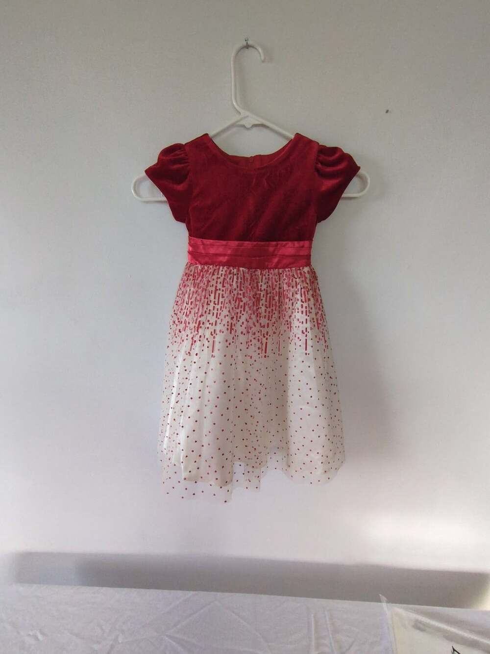 Rare Editions Red Velvet Top Glitter Mesh Skirt Holiday Party Dress Girls